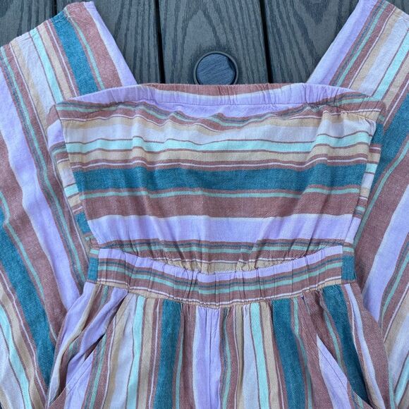 American Eagle size extra small linen blend striped jumper wide leg full length - Picture 2 of 8